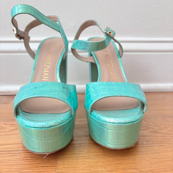 Stuart Weitzman Ryder 95 Platform Sandals Capri Ice Block Heel - Picture 6 of 9